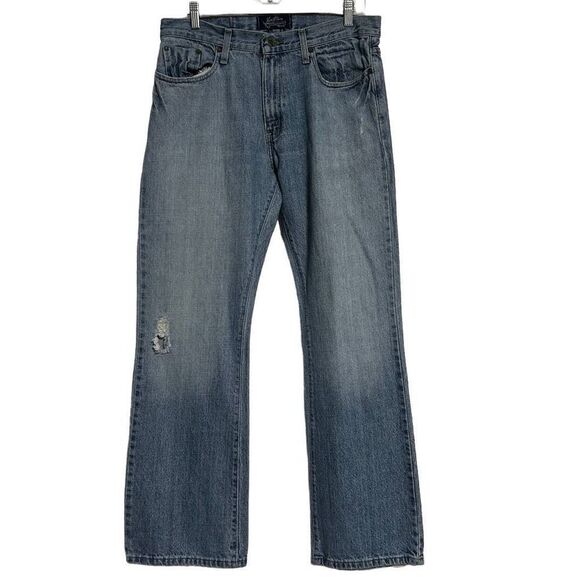 Levi Strauss Signature Men’s Jeans 34 X 32 Slim Bootcut Factory Distressed - Picture 10 of 10